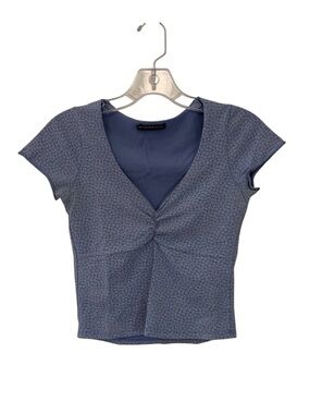 Brandy Melville Light Blue With White Flowers Top